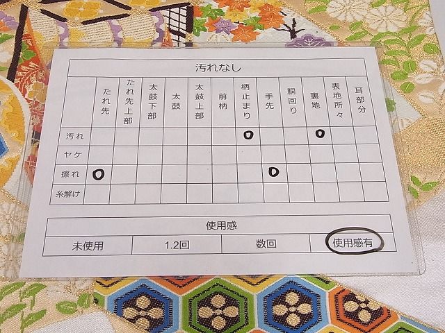 平和屋着物◎六通柄袋帯 唐織 誰ヶ袖鳳凰花文 金銀糸 正絹 逸品 AAAG9572Apf