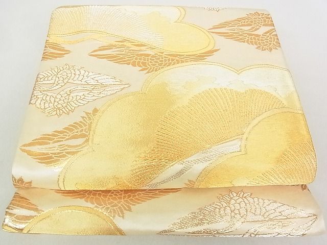 平和屋着物◎六通柄袋帯 双鶴菱松文 金銀糸 逸品 DAAD8219cm