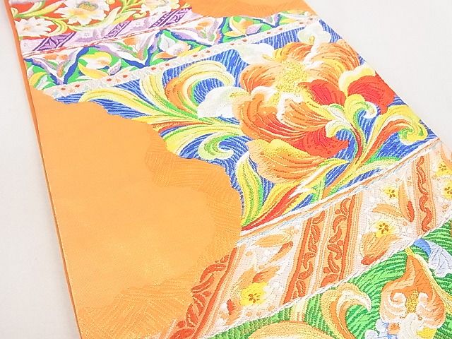 平和屋着物◎六通柄袋帯 唐織 曲水更紗文 金銀糸 逸品 DAAE0261yyy