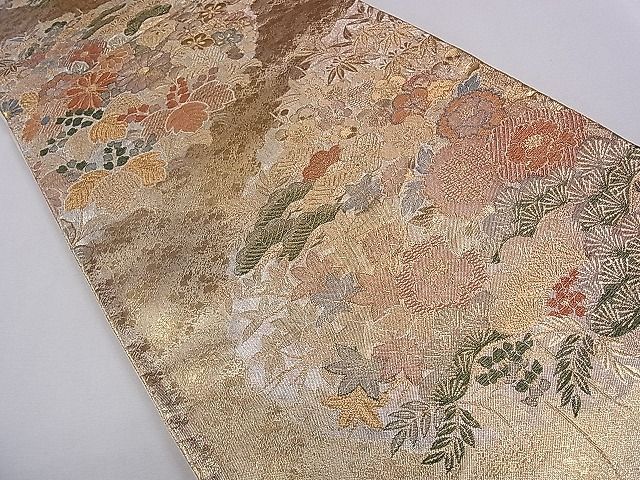 平和屋着物◎六通柄袋帯 えだ花文 金銀糸 逸品 CAAE2022dx