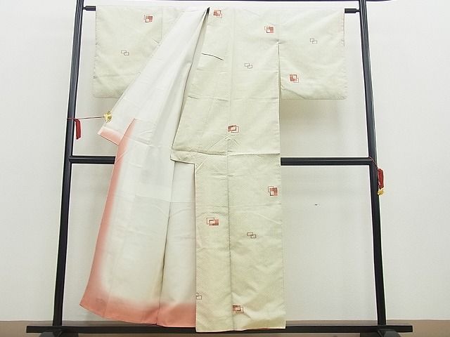 平和屋着物■上質な紬 麻の葉文様 逸品 BAAA2165op