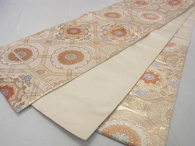 平和屋着物◎六通柄袋帯 蜀江花文 金糸 逸品 DAAE1692ma