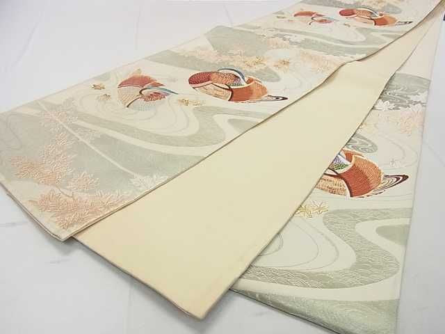 平和屋着物◎六通柄袋帯 竜田川 鴛鴦 金銀糸 逸品 DAAE1695ma