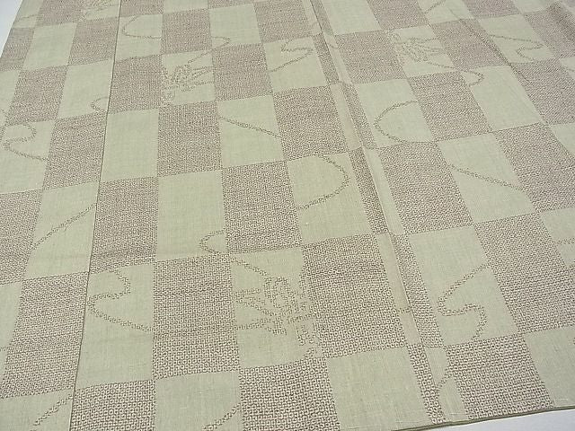平和屋本店●極上 本場結城紬 重要無形文化財 100亀甲 市松結び紐文 砂色地 証紙付き 逸品 未使用 CYAA0006s4