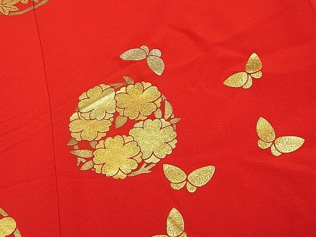 平和屋本店■希少 秋山章 打掛 七五三 7歳 十三参り 女の子 祝着 舞蝶花丸文 金銀彩 逸品 CYAA0039s4