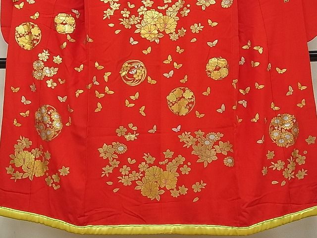 平和屋本店■希少 秋山章 打掛 七五三 7歳 十三参り 女の子 祝着 舞蝶花丸文 金銀彩 逸品 CYAA0039s4