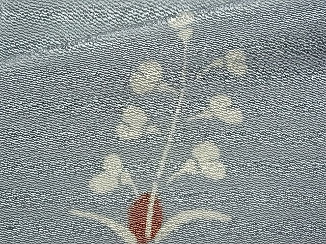 平和屋本店■極上 人間国宝 芹沢けい介一番弟子 下平清人 小紋 草花文 鬼しぼ縮緬 逸品 未使用 CYAA0055s4
