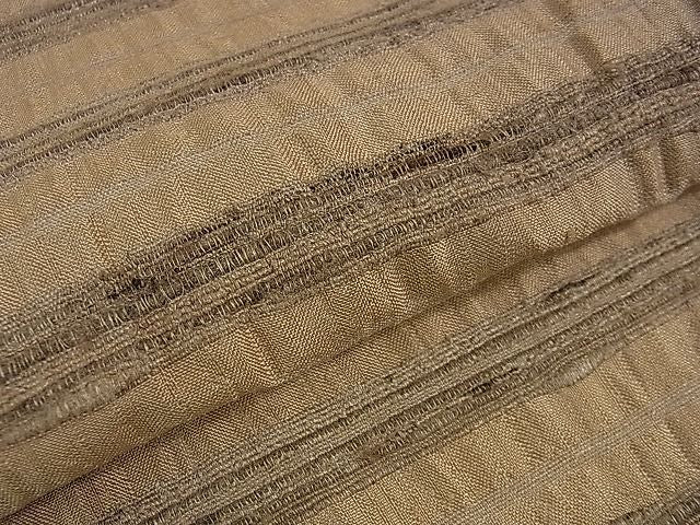 平和屋本店▽極上 インド・アッサム 野蚕糸 手織 ムガシルク 単衣 横縞 やまと金ラベル 逸品 DZAA0817kh4