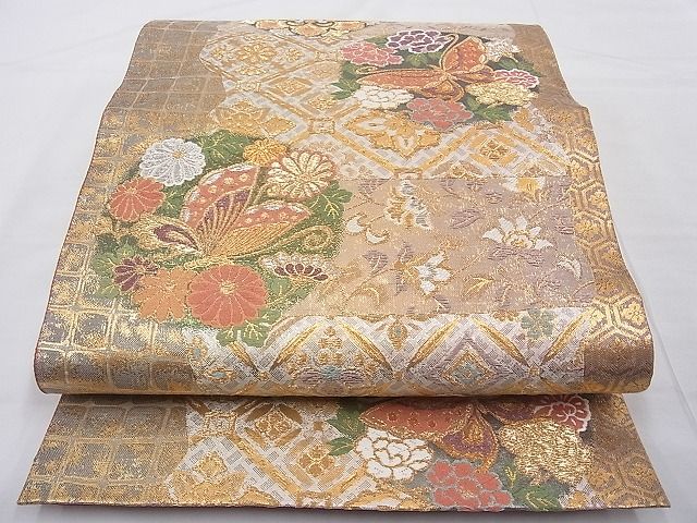 平和屋着物◎太鼓柄袋帯 唐織 麗光小袖 金銀糸 逸品 BAAE5055cm