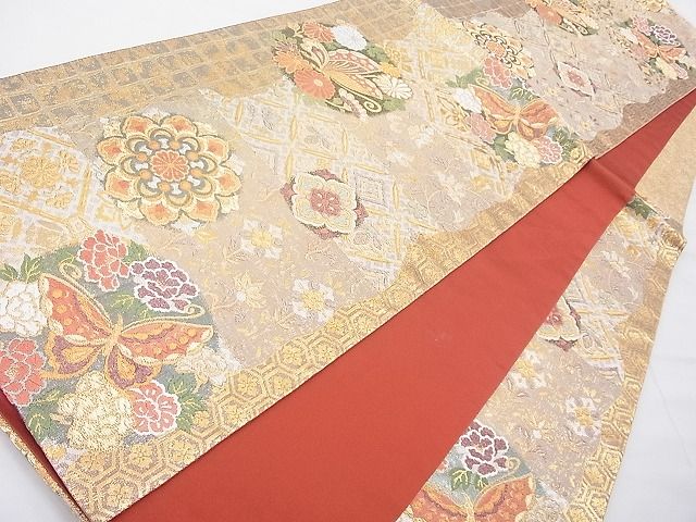 平和屋着物◎太鼓柄袋帯 唐織 麗光小袖 金銀糸 逸品 BAAE5055cm