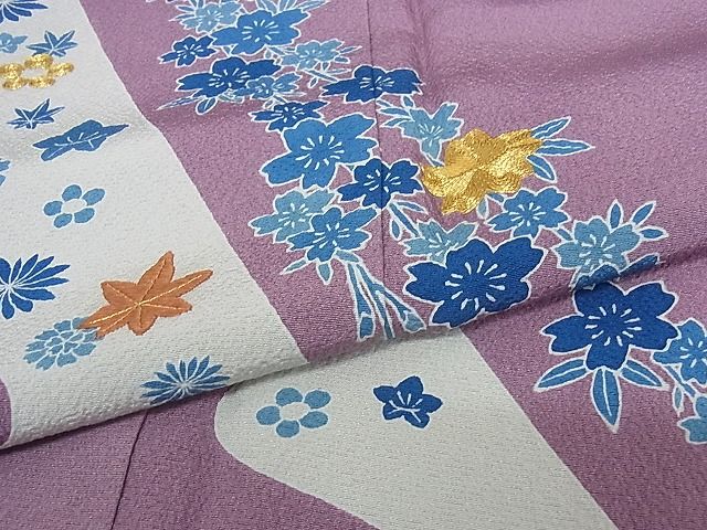 平和屋本店●極上 人間国宝 五代 田畑喜八 訪問着 駒刺繍 枝垂れ花文 金糸 正絹 逸品 未使用 KAAA1011kk4