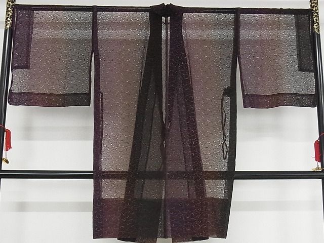 期間限定セール30%off■極上 オーガンジー 道中着 スリーシーズン 春夏秋 塵除け 花唐草文 正絹 逸品 KAAA1021kk4