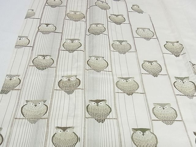 平和屋本店■極上 山口美術織物 皇室 伊勢神宮御用 西陣織 訪問着 単衣 紬地 総刺繍 梟 ミミズク 正絹 逸品 KAAA1041kk4