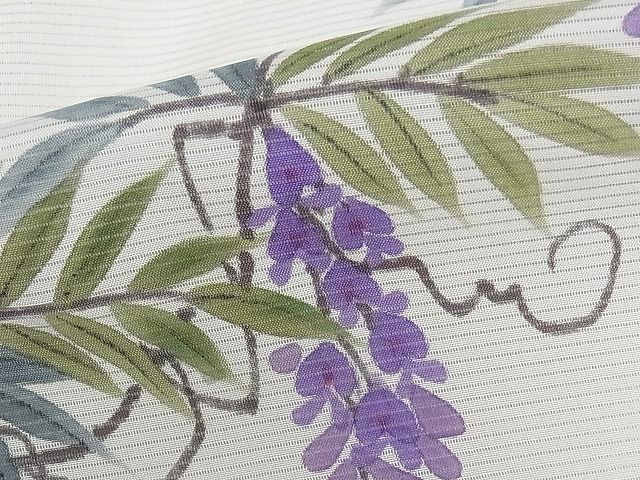 平和屋本店■極上 訪問着 無双仕立て 紗袷 紗×絽 手描き 藤花房 暈し染め 正絹 逸品 KAAA1046kk4