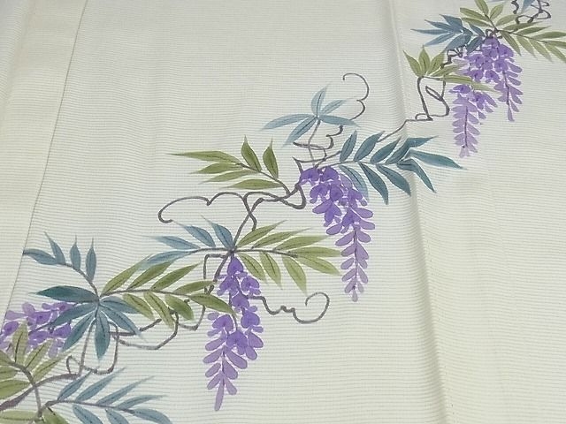 平和屋本店■極上 訪問着 無双仕立て 紗袷 紗×絽 手描き 藤花房 暈し染め 正絹 逸品 KAAA1046kk4