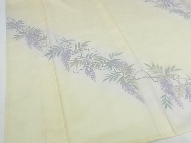 平和屋本店■極上 訪問着 無双仕立て 紗袷 紗×絽 手描き 藤花房 暈し染め 正絹 逸品 KAAA1046kk4