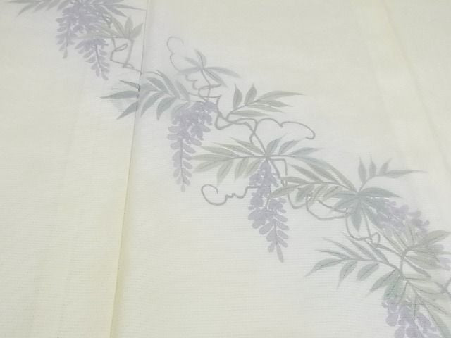 平和屋本店■極上 訪問着 無双仕立て 紗袷 紗×絽 手描き 藤花房 暈し染め 正絹 逸品 KAAA1046kk4