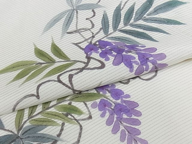 平和屋本店■極上 訪問着 無双仕立て 紗袷 紗×絽 手描き 藤花房 暈し染め 正絹 逸品 KAAA1046kk4
