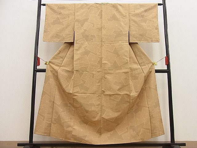 平和屋着物■上質な紬 単衣 色紙吉祥文 逸品 BAAE5313fw