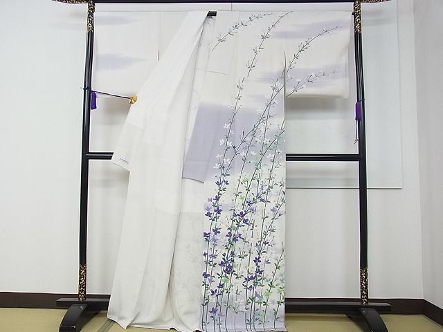 平和屋本店●極上 十日町 加賀草木友禅の第一人者 田村哲彦 訪問着 枝花文 暈し染め 逸品 CZAA0247s4