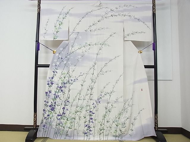 平和屋本店●極上 十日町 加賀草木友禅の第一人者 田村哲彦 訪問着 枝花文 暈し染め 逸品 CZAA0247s4