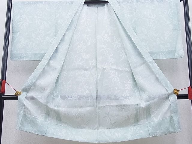 平和屋本店▽極上 スリーシーズン 春夏秋 塵除け 紋紗長羽織 草花文 反端付き 逸品 未使用 BAAF0418zb4