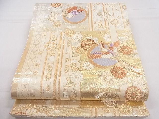 平和屋着物◎六通柄袋帯 唐織 鳳凰花丸文 金銀糸 逸品 CAAD8038ev