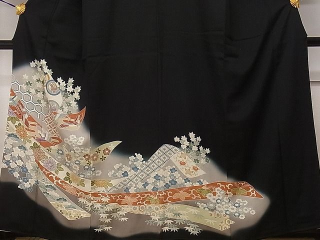 平和屋着物■豪華黒留袖 熨斗鳳凰 松竹梅 暈し染め 逸品 CAAD4176dy