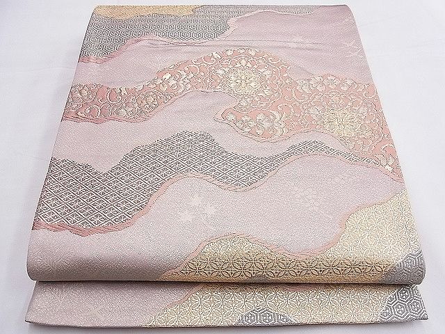 平和屋着物◎六通柄袋帯 唐織 道長草花文 金糸 逸品 BAAE9293hz