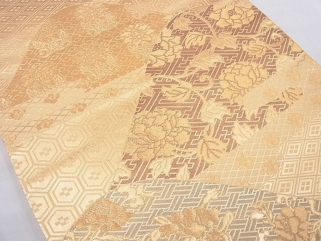 平和屋着物◎六通柄袋帯 有職名物裂 金糸 逸品 BAAE8618cm