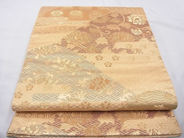 平和屋着物◎六通柄袋帯 有職名物裂 金糸 逸品 BAAE8618cm