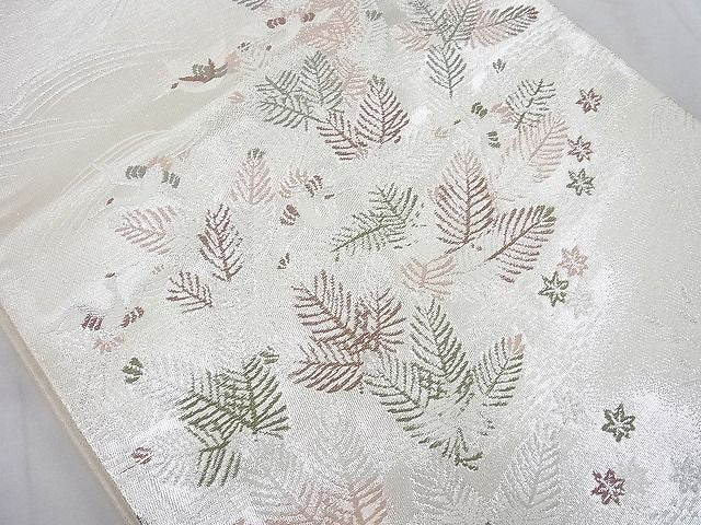 平和屋着物◎六通柄袋帯 唐織 飛鶴浜松文 銀糸 逸品 BAAE8631cm