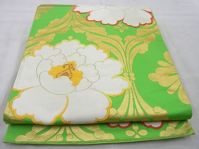 平和屋着物◎六通柄袋帯 立涌花文 金糸 逸品 BAAE8644cm