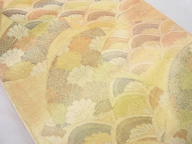 平和屋着物◎七彩佐賀錦 六通柄袋帯 地紙重ね花文 金銀糸 逸品 BAAE8654cm