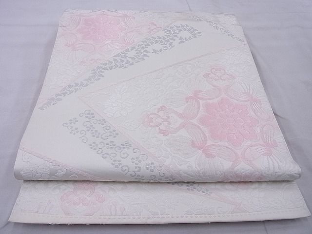 平和屋着物◎六通柄袋帯 唐織 正倉院孔雀花文 逸品 BAAE8659cm