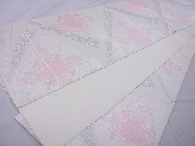 平和屋着物◎六通柄袋帯 唐織 正倉院孔雀花文 逸品 BAAE8659cm