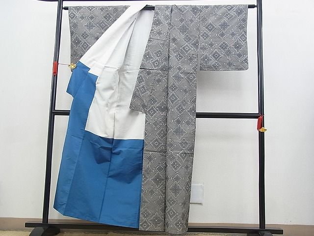 平和屋着物■上質な紬 花菱文 逸品 BAAE9840pm