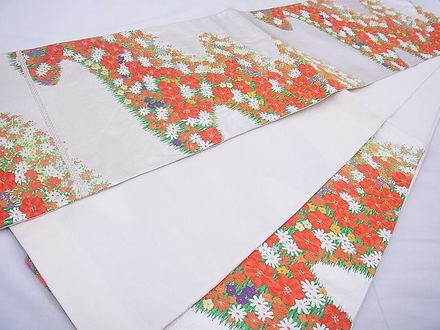 平和屋着物◎六通柄袋帯 唐織 草花文 金糸 逸品 BAAF5446cm