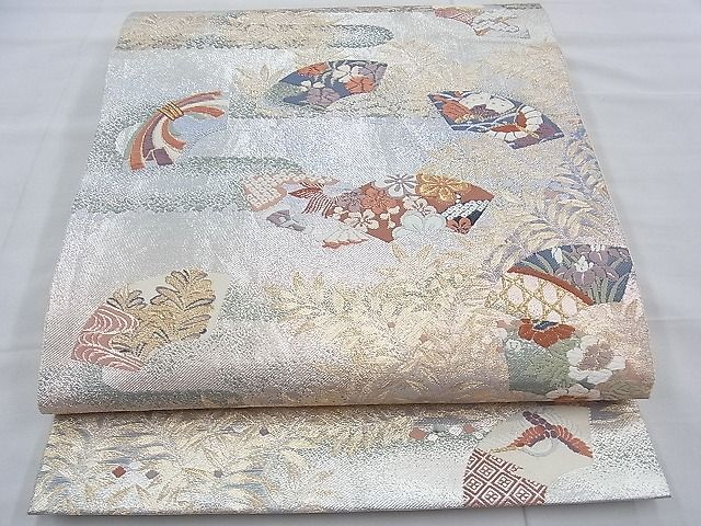 平和屋着物◎六通柄袋帯 唐織 地紙花鳥文 金糸 逸品 BAAE7703du