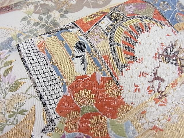 平和屋着物■六通柄袋帯 唐織 王朝繁栄文 金糸 逸品 BAAE4399ea