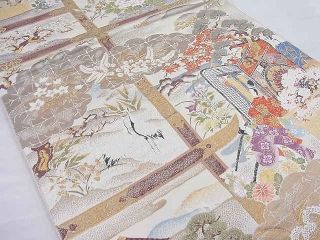 平和屋着物■六通柄袋帯 唐織 王朝繁栄文 金糸 逸品 BAAE4399ea