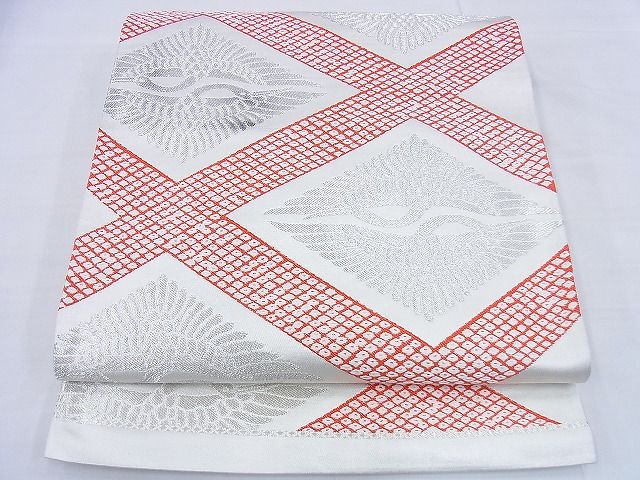 平和屋着物◎六通柄袋帯 唐織 向鶴 銀糸 逸品 BAAF0020th