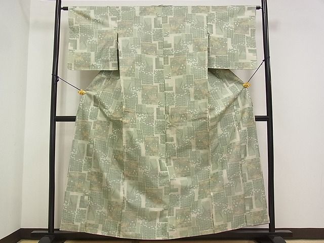 平和屋着物■上質な紬 色紙風景文 逸品 DAAE4507jm