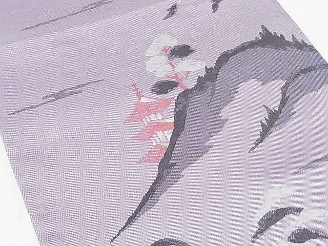 平和屋着物◎六通柄袋帯 風景文 正絹 逸品 AAAG8402Abw