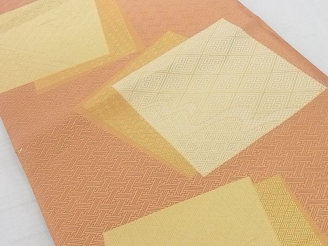 平和屋着物◎佐賀錦 六通柄袋帯 色紙重ね文 金糸 正絹 逸品 AAAG8436Abw