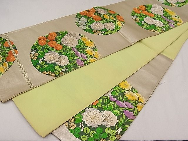 平和屋着物◎六通柄袋帯 草花丸文 金銀糸 逸品 CAAE3628ku