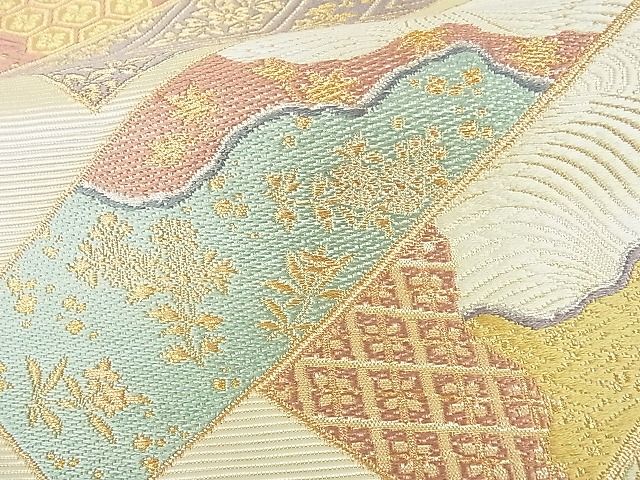 平和屋着物■六通柄袋帯 流水花唐草文 金銀糸 逸品 DAAD3766sf
