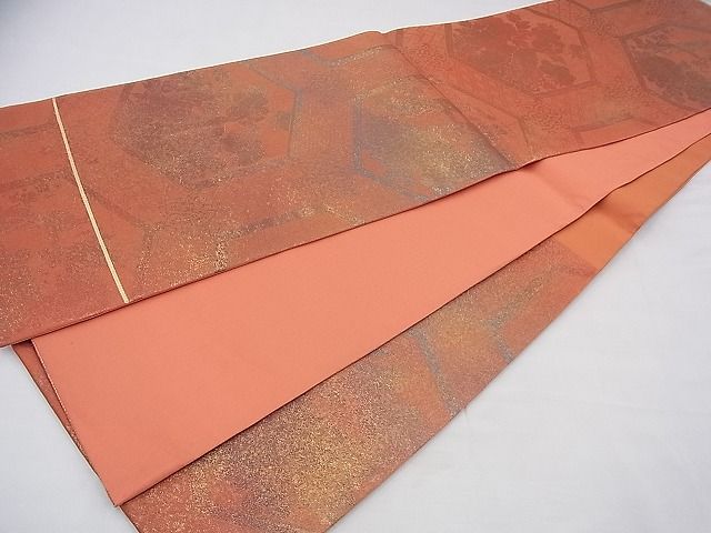 平和屋着物◎六通柄袋帯 花鳥亀甲文 金糸 逸品 BAAE9600fk