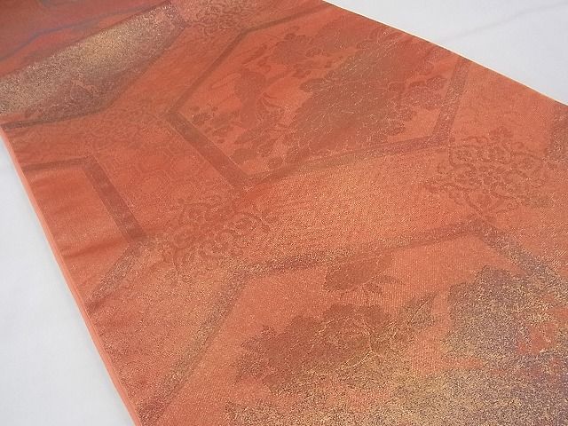 平和屋着物◎六通柄袋帯 花鳥亀甲文 金糸 逸品 BAAE9600fk