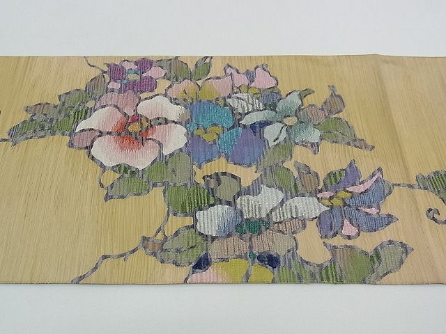 平和屋本店■極上 手織綴れ 山鹿清華 六通太鼓柄袋帯 欧明群花園 金銀糸 逸品 CZAA0384s4